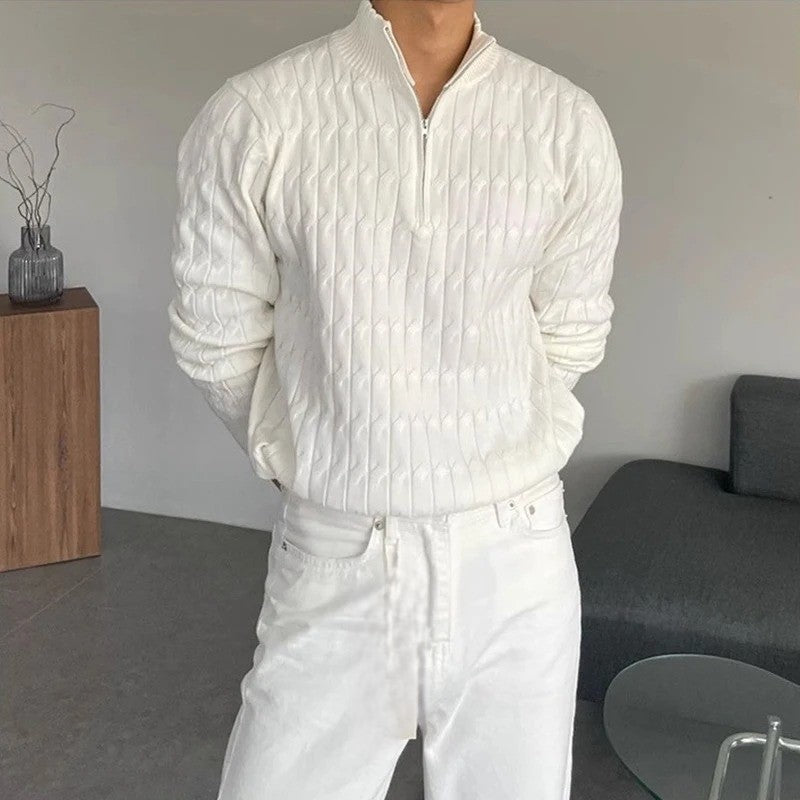 GREYWOOD ZIPPED WHITE SWEATER